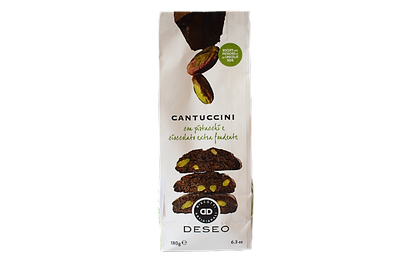 Cantuccini z pistacjami i gorzką czekoladą 180 g – Deseo – Cantuccini con Pistacchi e Cioccolato Extra Fondente