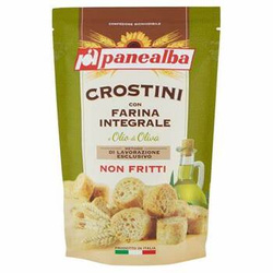 Grzanki Crostini pełnoziarniste 80g - PANEALBA - Crostini con farina integrale con olio di oliva