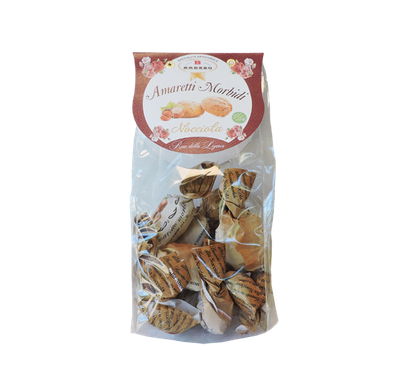 Miękkie ciasteczka migdałowe z orzechami laskowymi 150 g – Brezzo – Amaretti Morbidi Nocciola