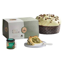 Panettone z pistacjami i kremem pistacjowym 1kg - Fiasconaro - Panettone ORO VERDE al pistacchio con crema di pistacchio