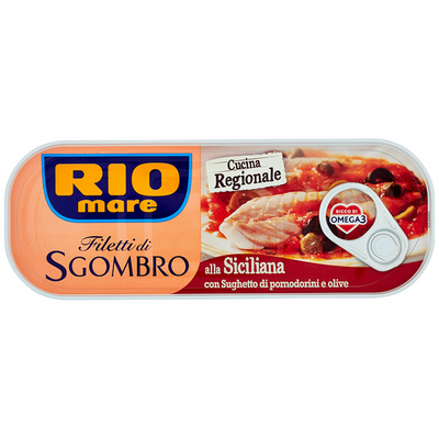 Filety z makreli z sosem pomidorowym i  oliwkami 120g - Rio Mare - Sgombro alla siciliana