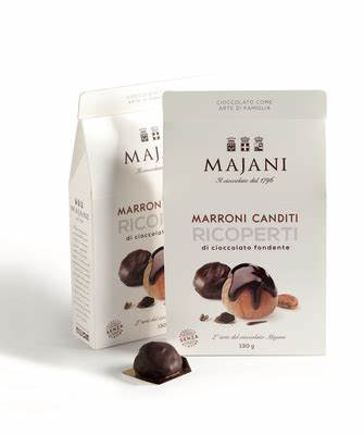Kandyzowane kasztany w ciemnej czekoladzie 130 g – Majani – Marroni Canditi Ricoperti di Cioccolato Fondente